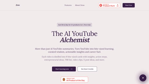 Zeno - Transform YouTube videos into learning cards and professional development resources - Logo