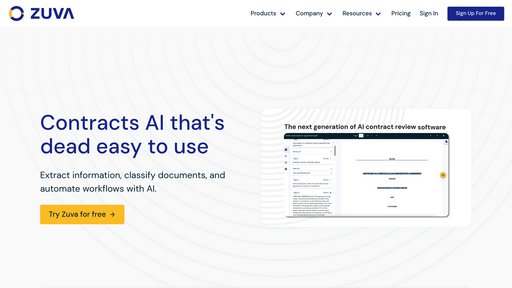 Zuva AI - Intelligent contract analysis platform, automatically extracts key legal clauses - Logo
