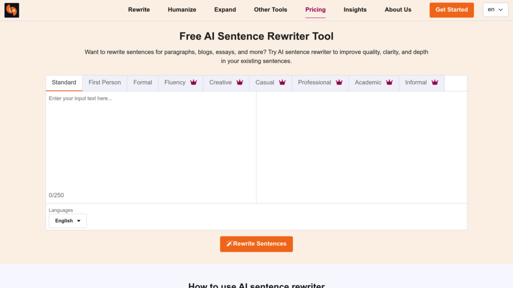 AI Sentence Rewriter Capture d'écran