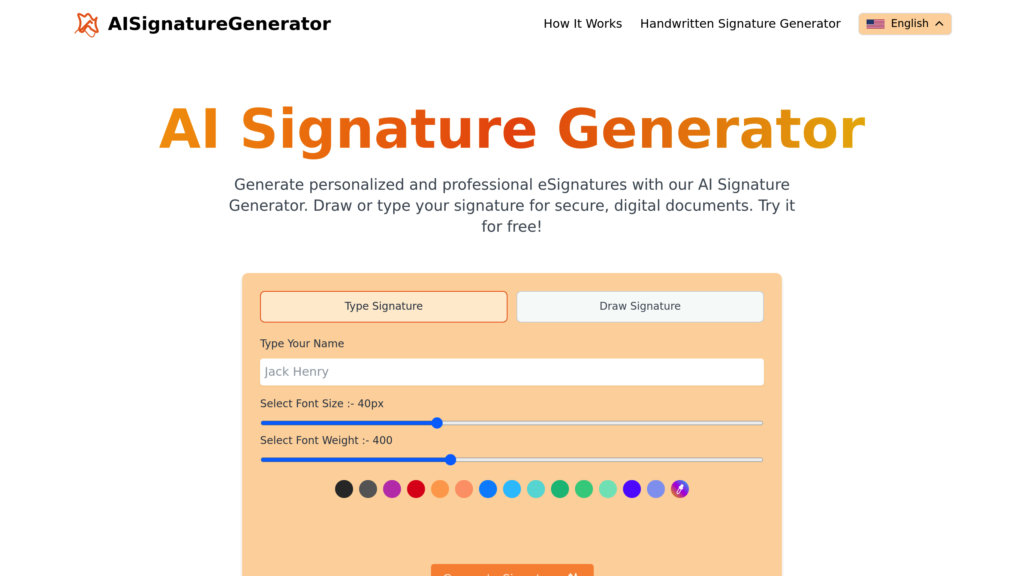 AI Signature Generator Capture d'écran