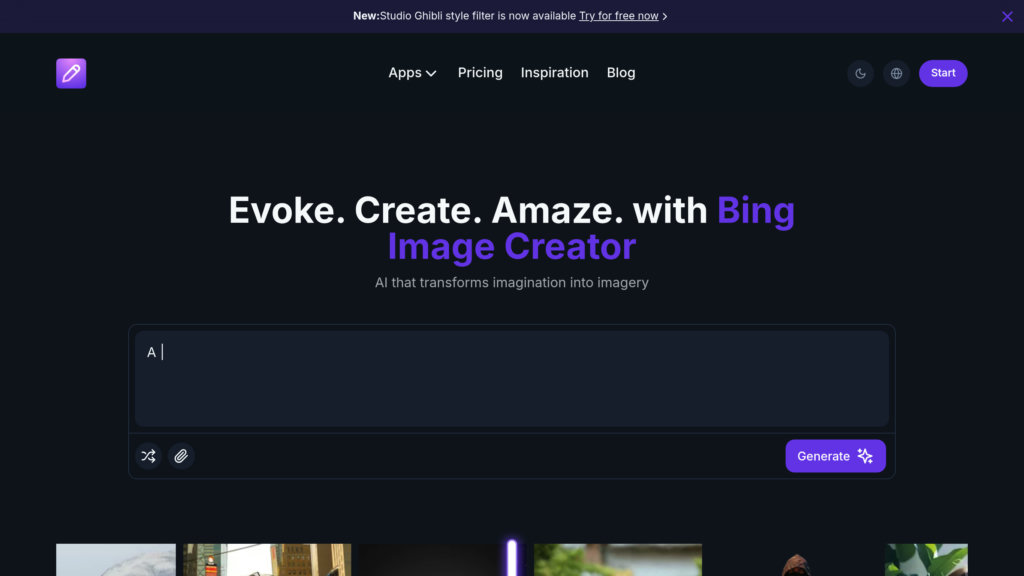 Bing Image Creator Capture d'écran