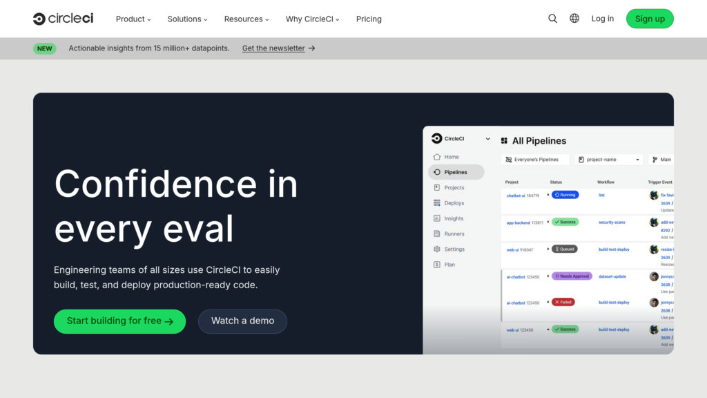 CircleCI Captura de pantalla
