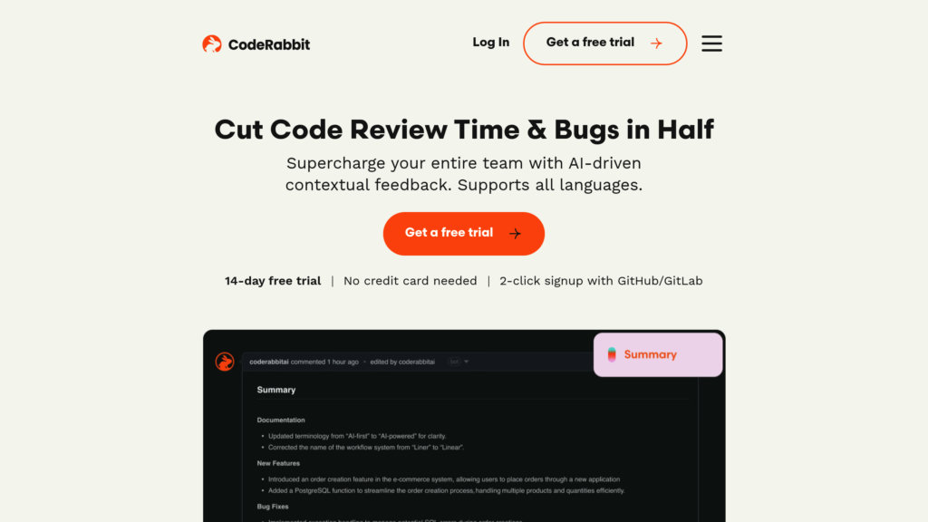 CodeRabbit Capture d'écran