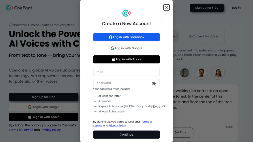 CoeFont CLOUD Screenshot