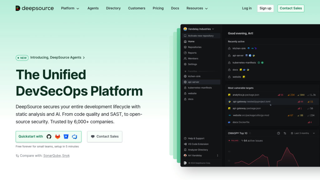 DeepSource Captura de pantalla