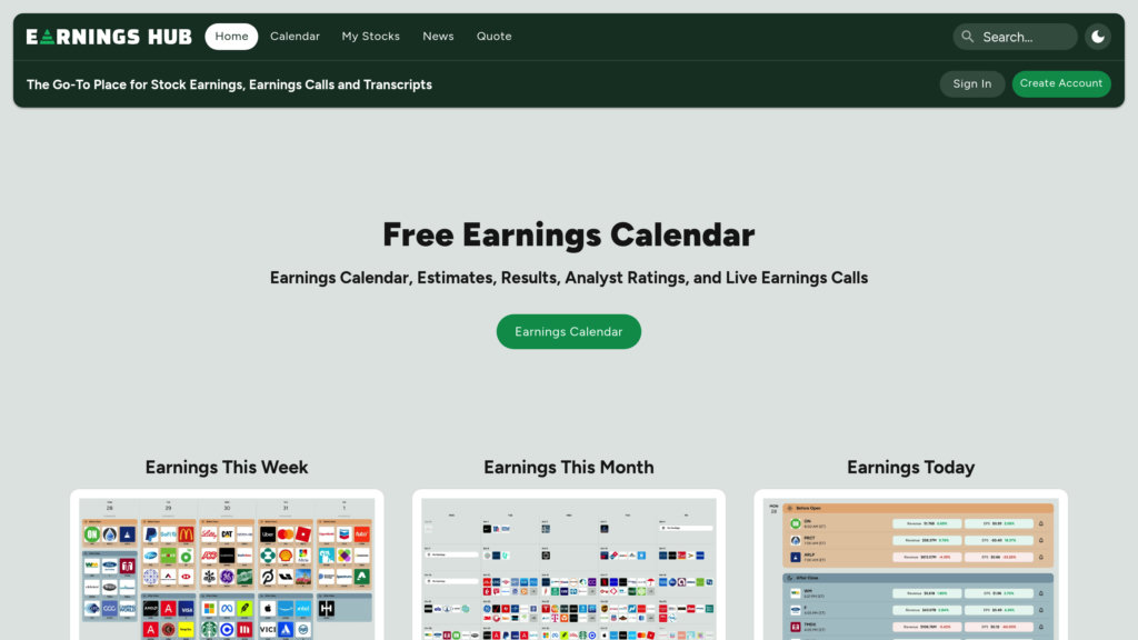 EarningsHub Capture d'écran