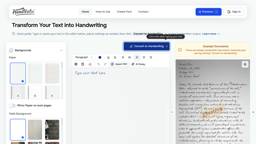 HandtextAI Screenshot
