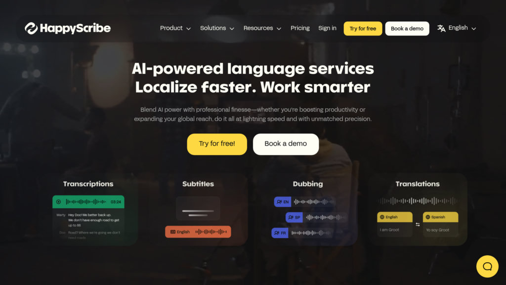 HappyScribe Capture d'écran