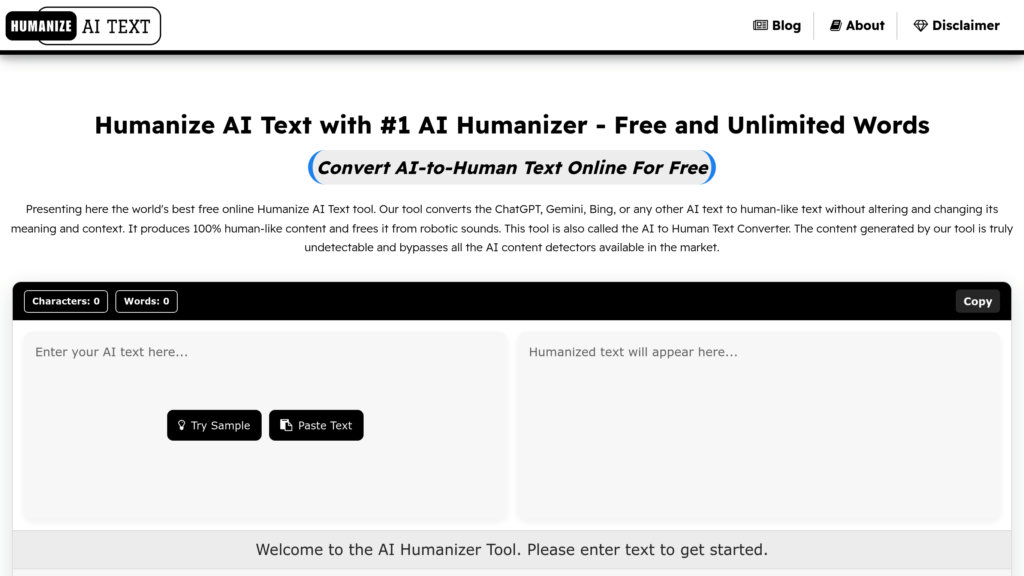 Humanize AI Text Captura de pantalla