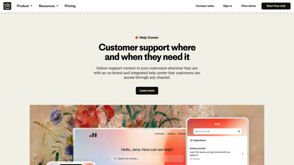 Intercom Help Center Screenshot