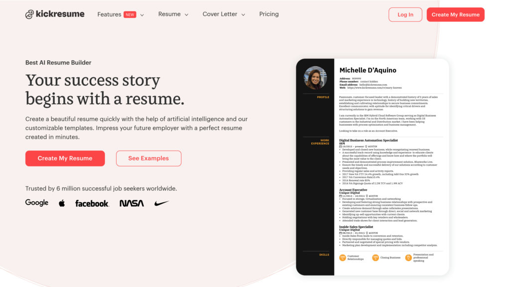 Kickresume Screenshot
