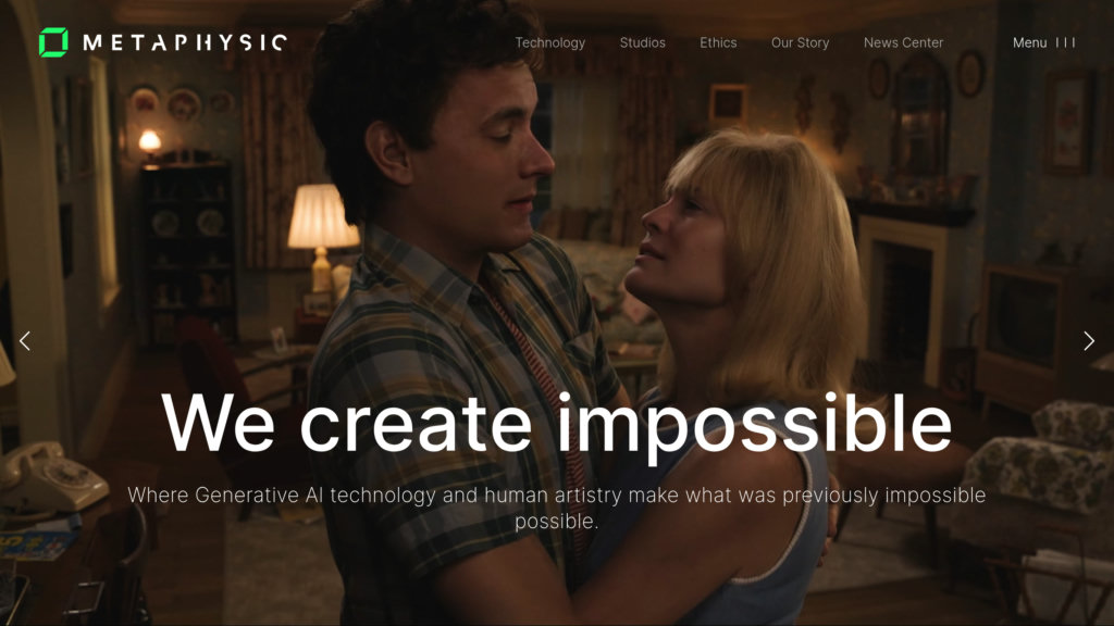 Metaphysic.ai Captura de pantalla