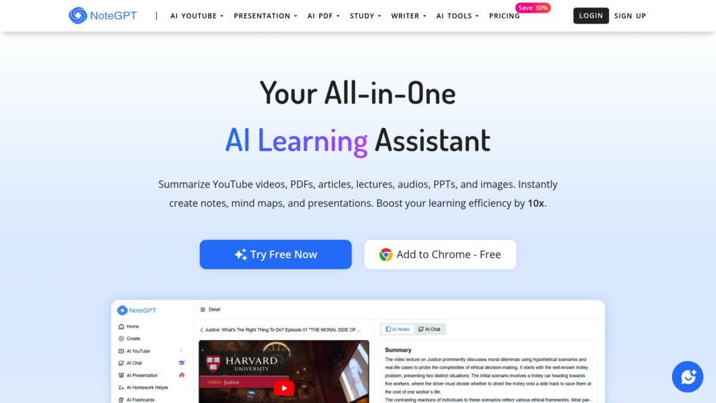 NoteGPT Captura de pantalla