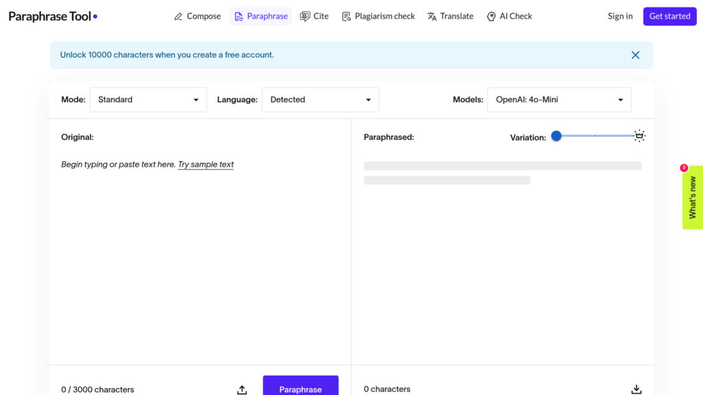 Paraphrase Tool Captura de pantalla