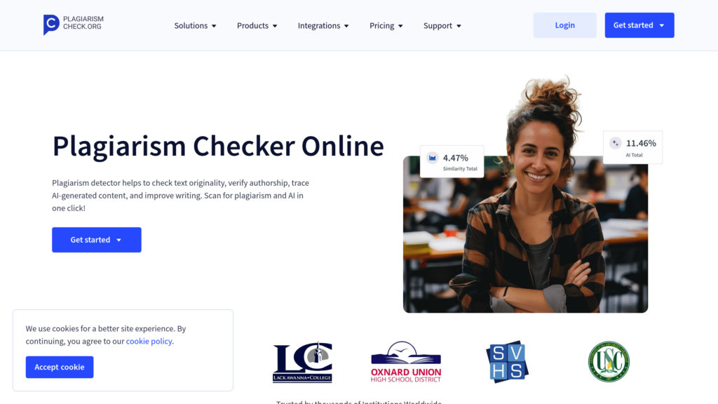 PlagiarismCheck.org Capture d'écran