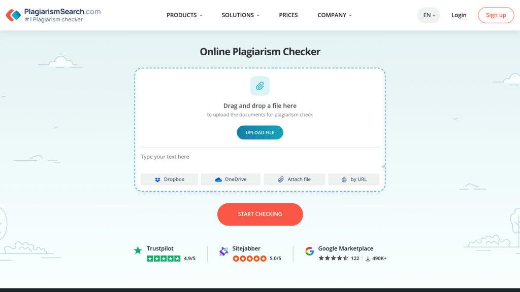 PlagiarismSearch.com Capture d'écran