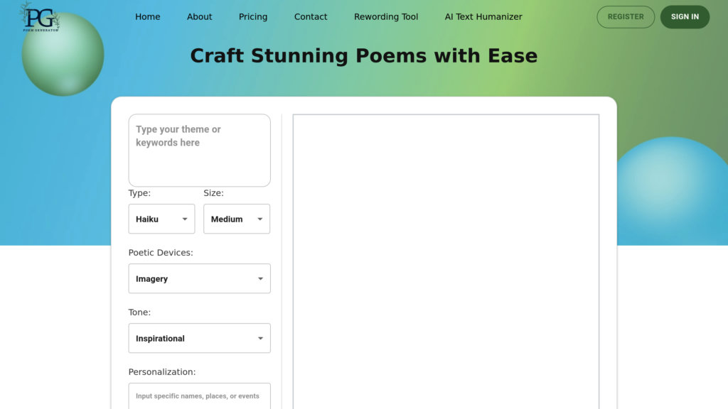 Poem Generator Screenshot