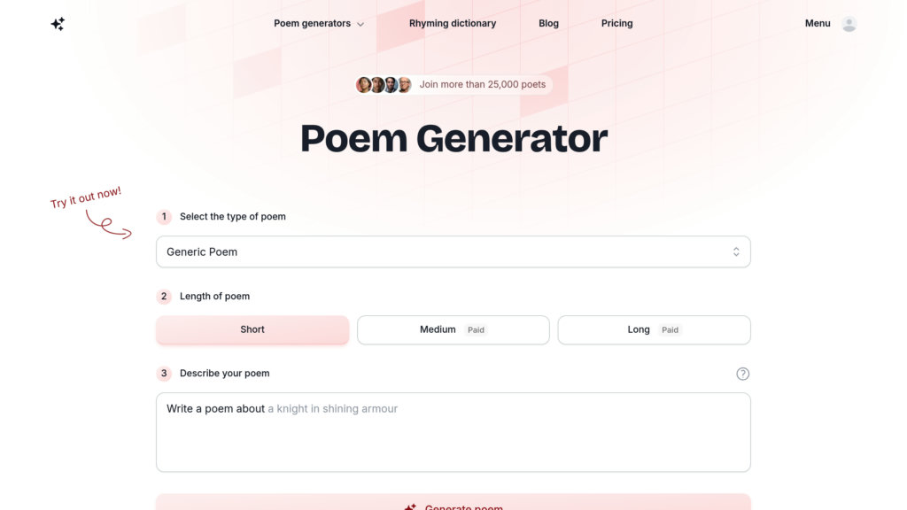 PoemGenerator.com Screenshot