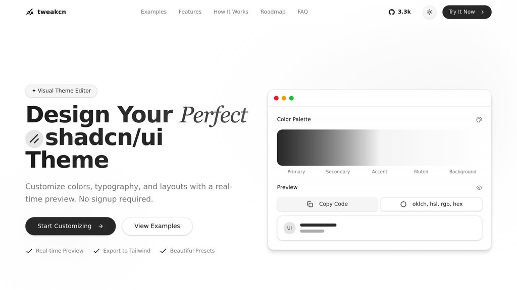 tweakcn Captura de pantalla
