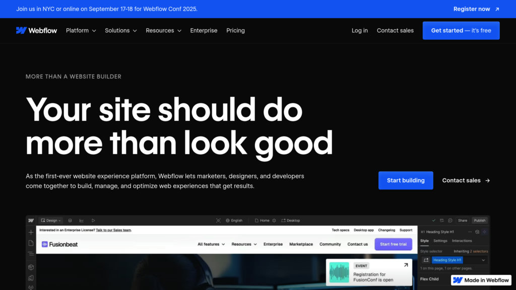 Webflow Captura de pantalla