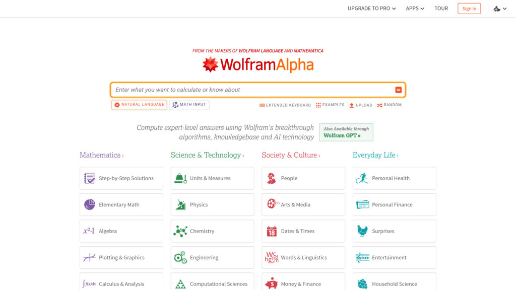 WolframAlpha Captura de pantalla