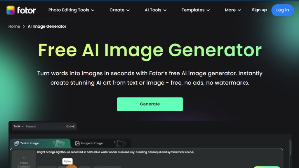 Fotor AI Image Generator Capture d'écran