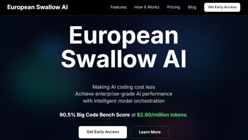 European Swallow AI - Generación de código inteligente con orquestación de modelos a $2.60/millón tokens - Logo