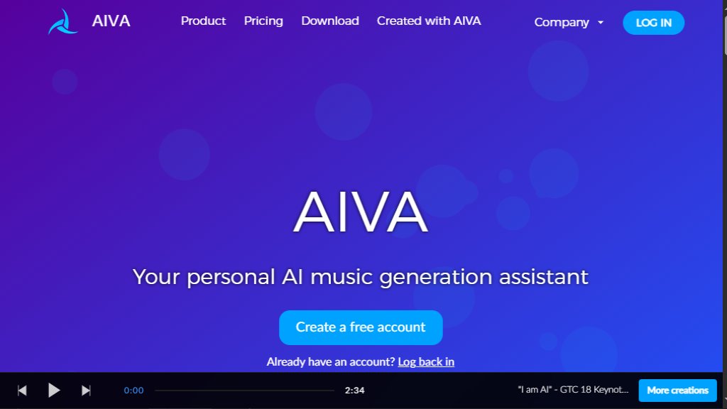 AIVA Captura de pantalla
