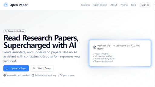 Open Paper - Assistant IA pour la recherche académique avec citations - Logo