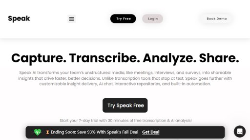 Speak Ai - Análisis de audio y video con IA para insights - Logo