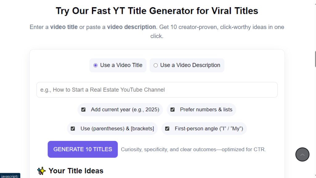 Generador de Títulos de YouTube PackaPop Captura de pantalla