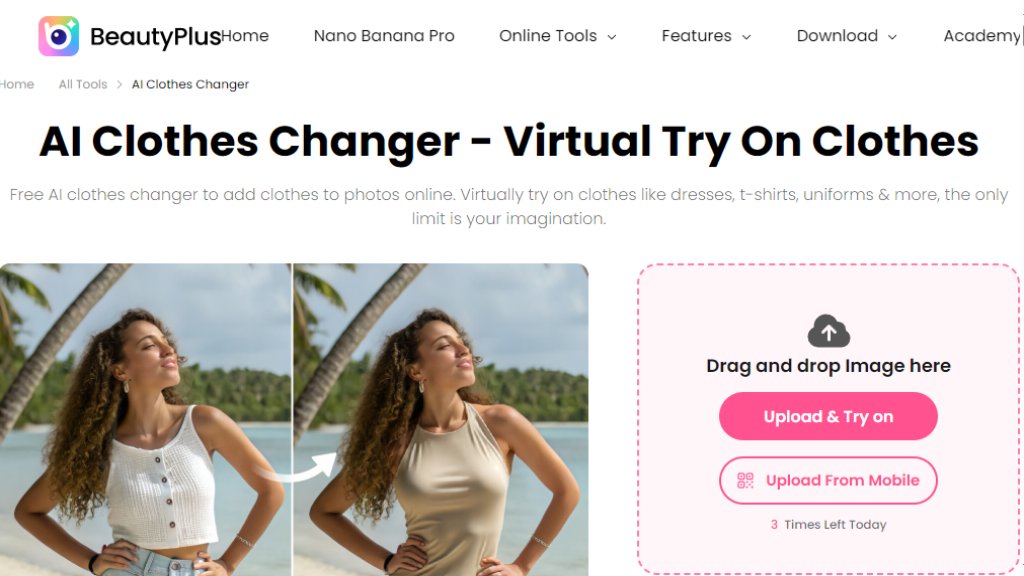 BeautyPlus AI Clothes Changer Captura de pantalla