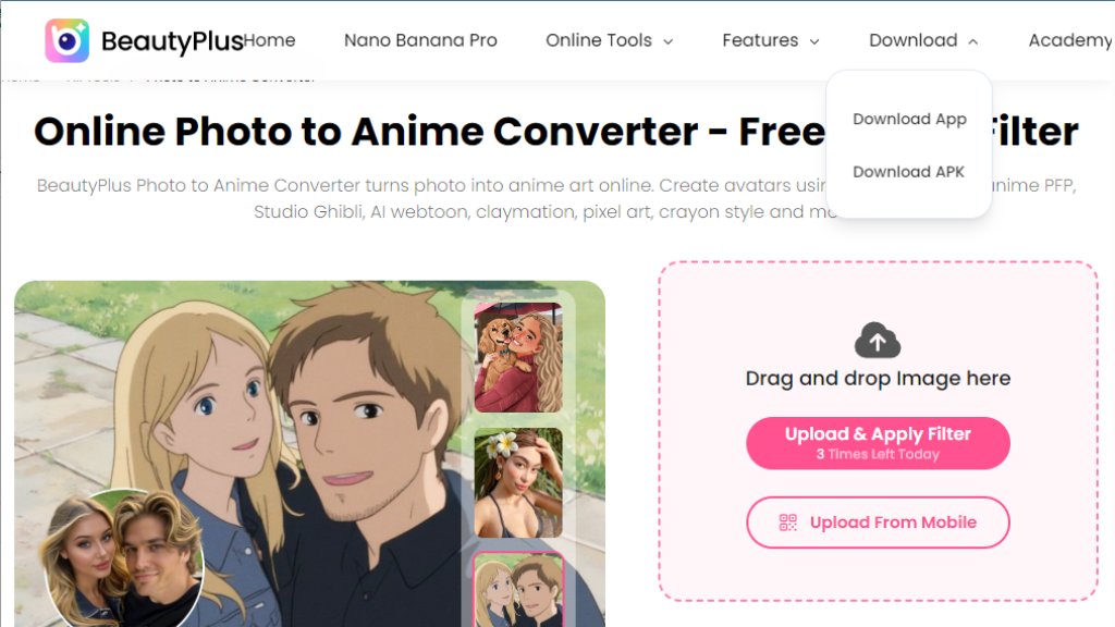 BeautyPlus AI Anime Generator Captura de pantalla