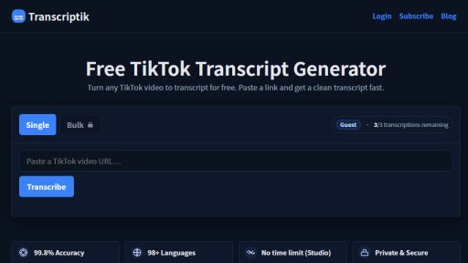 Transcriptik - Transcribe TikTok al instante - Logo