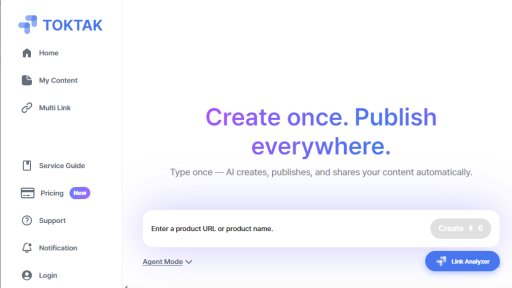 Toktak - 一键生成多平台内容，智能发布与分享 - Logo