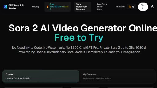 RSW Sora 2 AI Studio - Estudio gratuito de creación de videos con IA - Logo