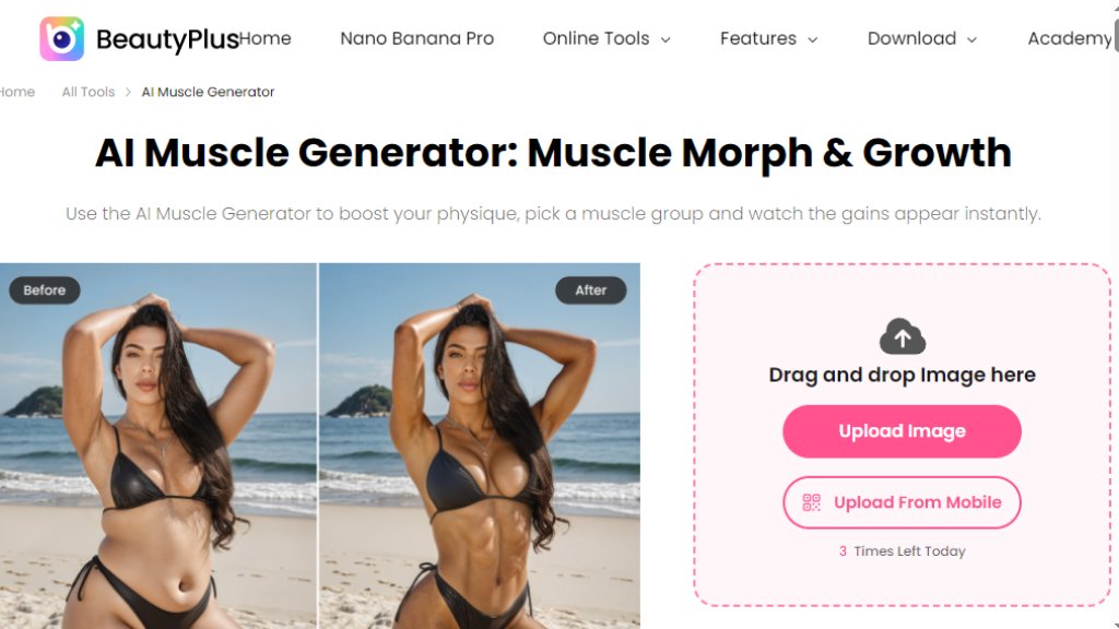 BeautyPlus AI Muscle Generator Screenshot