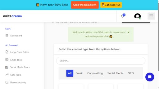 Writecream - Potencia tu creatividad con IA - Logo