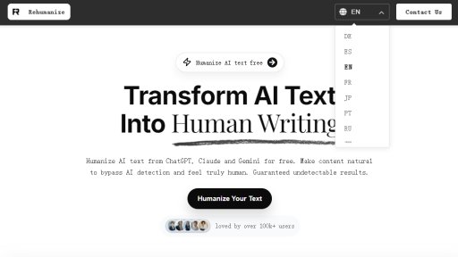 Rehumanize AI - Humanizador de Texto IA Gratuito - Logo