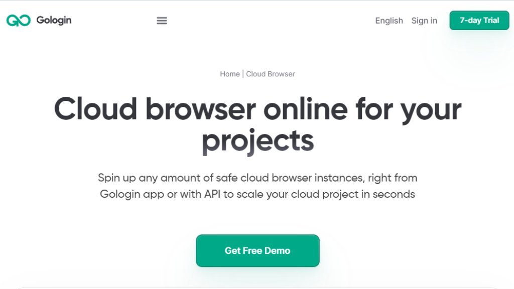 Gologin Cloud Browser Screenshot