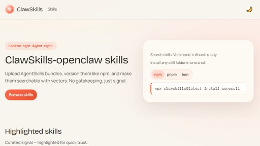 ClawSkills - Registro Abierto de Habilidades para Agentes IA - Logo