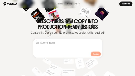 Veeso AI - Convierte texto en diseños impresionantes al instante - Logo