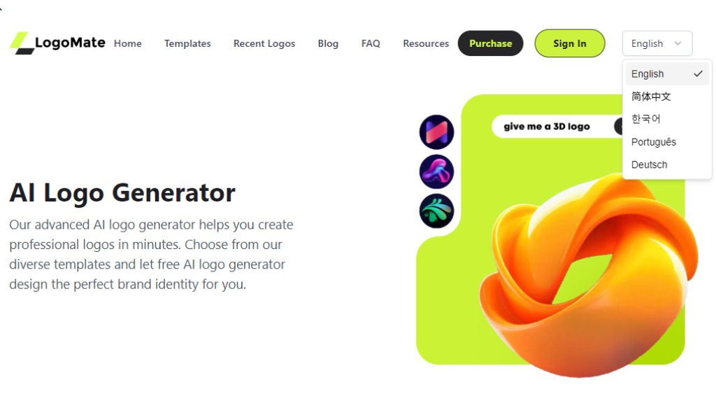 LogoMate AI Logo Generator Screenshot