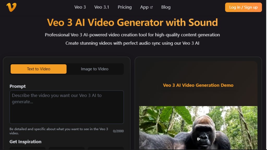 Vidveo3 Veo 3 AI Video Generator Screenshot