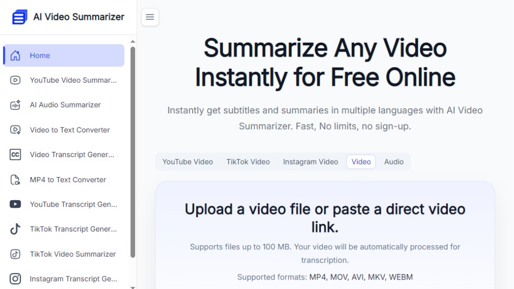 AI Video Summarizer Screenshot