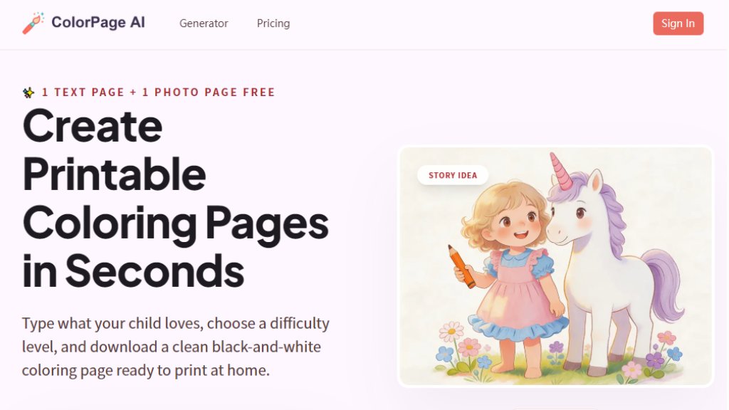 Générateur de Pages à Colorier IA Capture d'écran