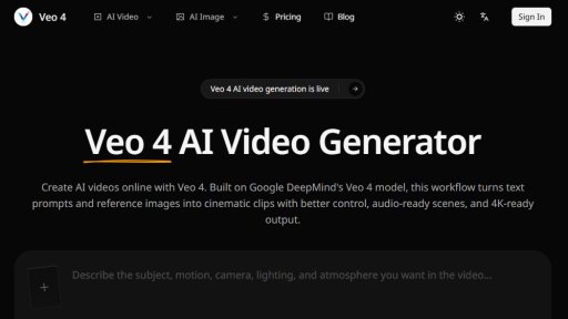 Veo 4 AI Video Generator - Fast, Cinematic AI Video Creation - Logo