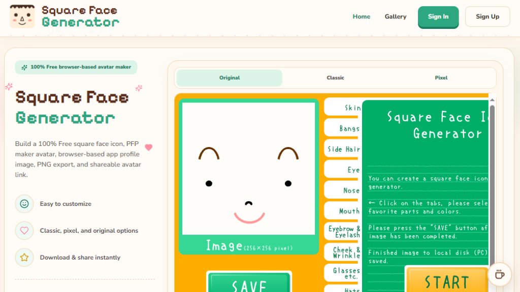 Square Face Generator Screenshot