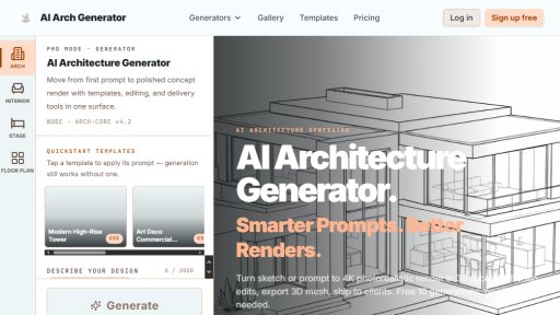 AI Arch Generator - Sketch to Render in 30 Seconds - Logo