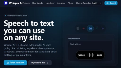 Whisper AI - Voice typing that feels native. - Logo